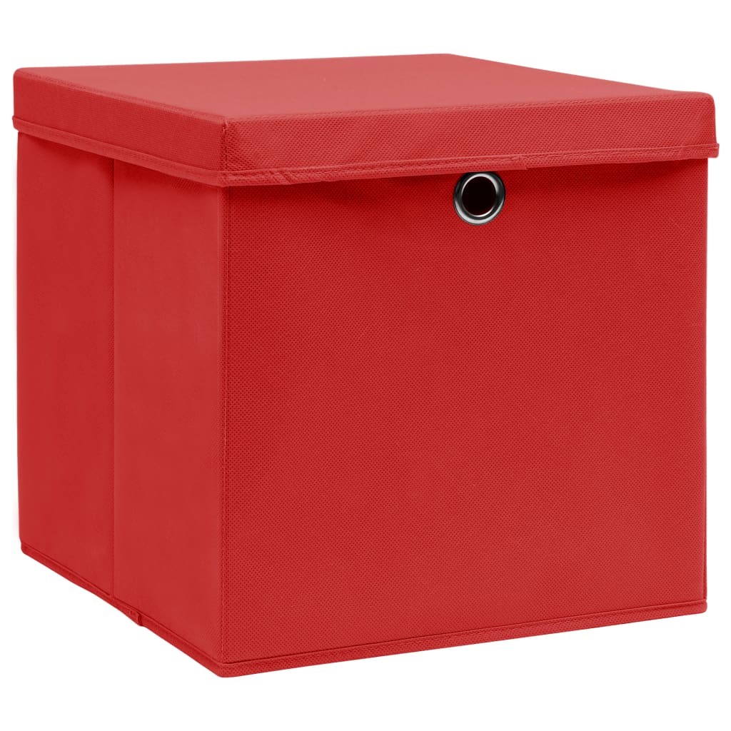 Storage Boxes with Covers 4 pcs 28x28x28 cm Red